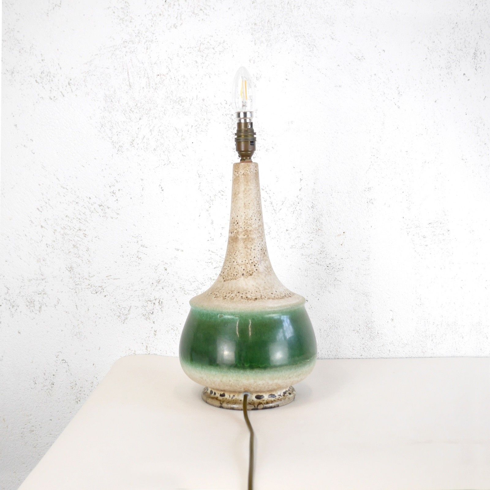 Vintage Mid Century Studio Pottery Lamp Shade Egg Shell Green #102897 photo 190.0
