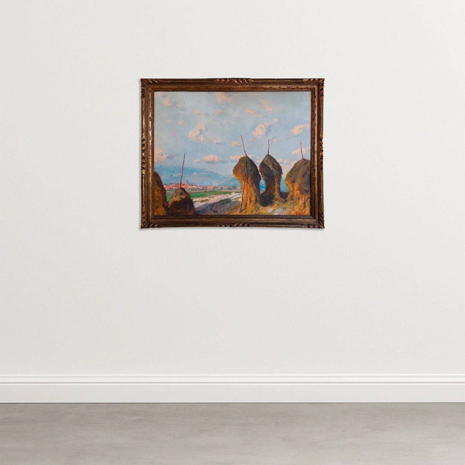 Impressionist Haystack Landscape – Oil On Canvas By Ramon Trulls Pons photo furniture
