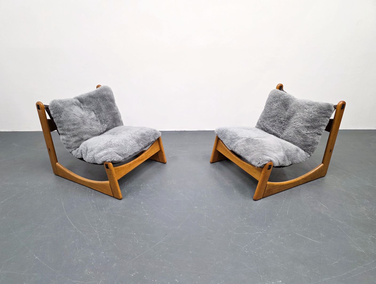 Set Of Two   Carl Straub Lounge Chairs In Sheep Wool, Germany, 1970s photo 2300.0