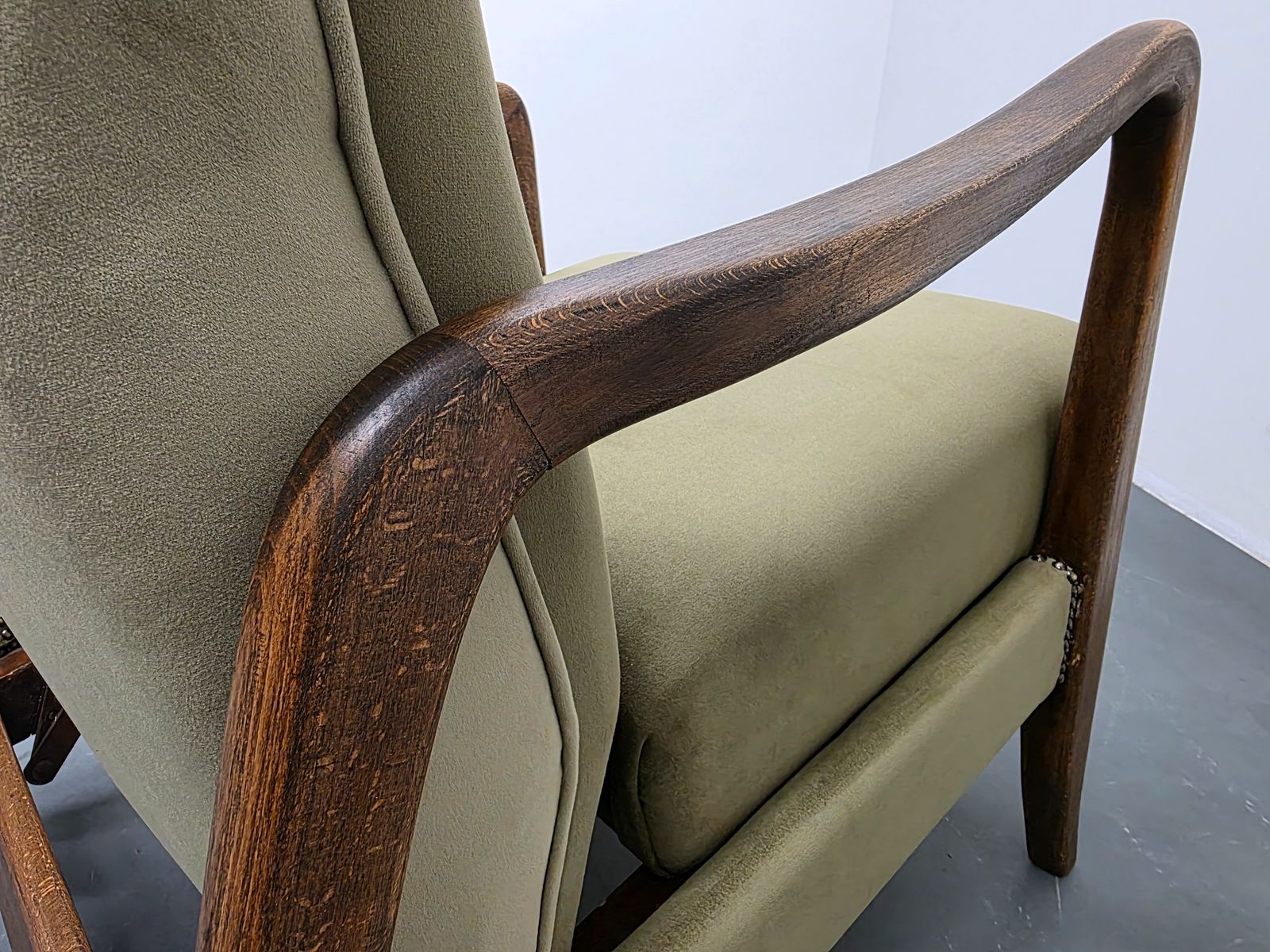 1950's Danish Wingback Recliner Armchair In Green Velvet photo buy