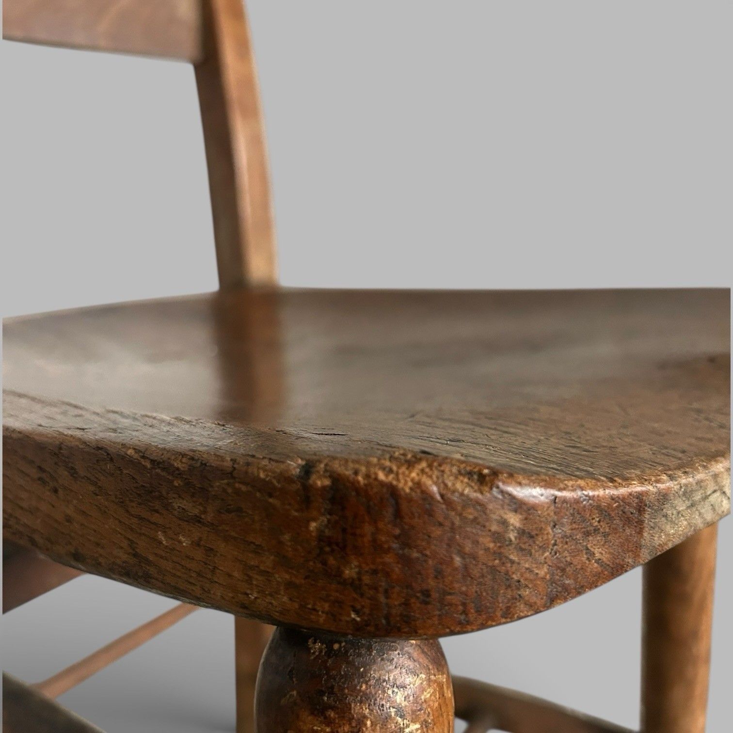 Antique Elm Church Chair – Rustic English Chapel Chair photo 125.0