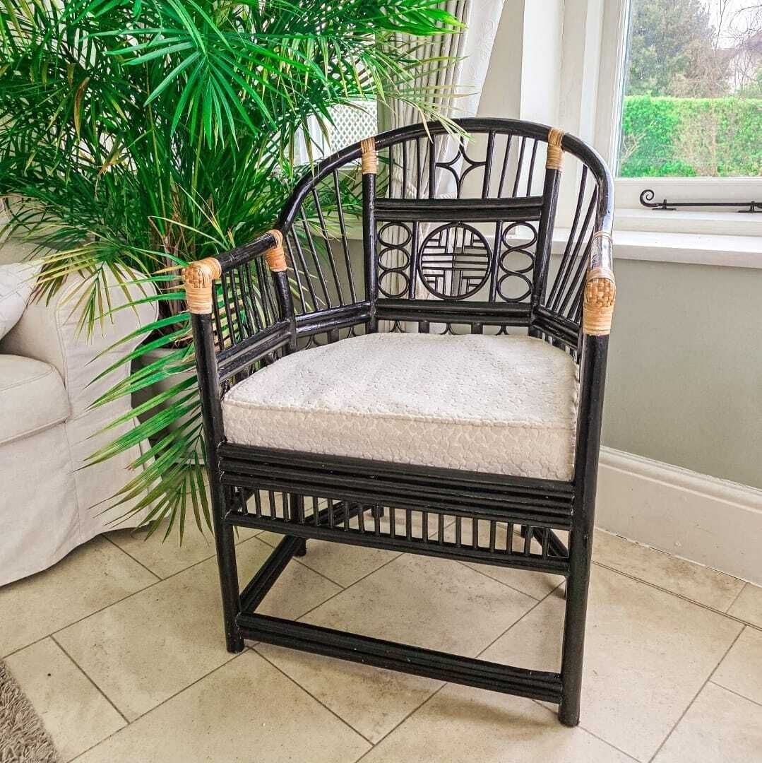 Brighton Pavilion  Style Horseshoe Back Bamboo Chair. Glossy Black Lacquered Finish