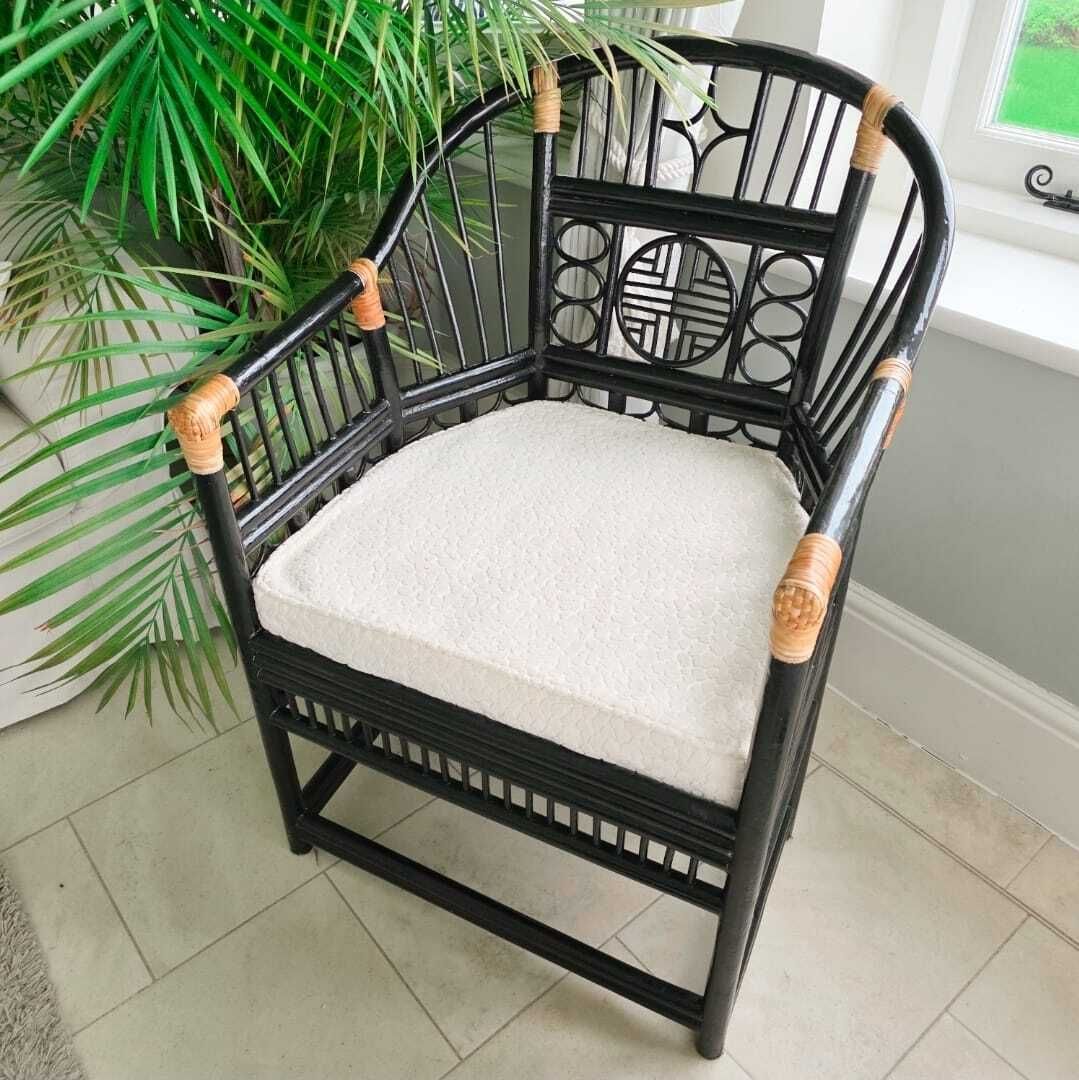 Brighton Pavilion  Style Horseshoe Back Bamboo Chair. Glossy Black Lacquered Finish photo vinterior