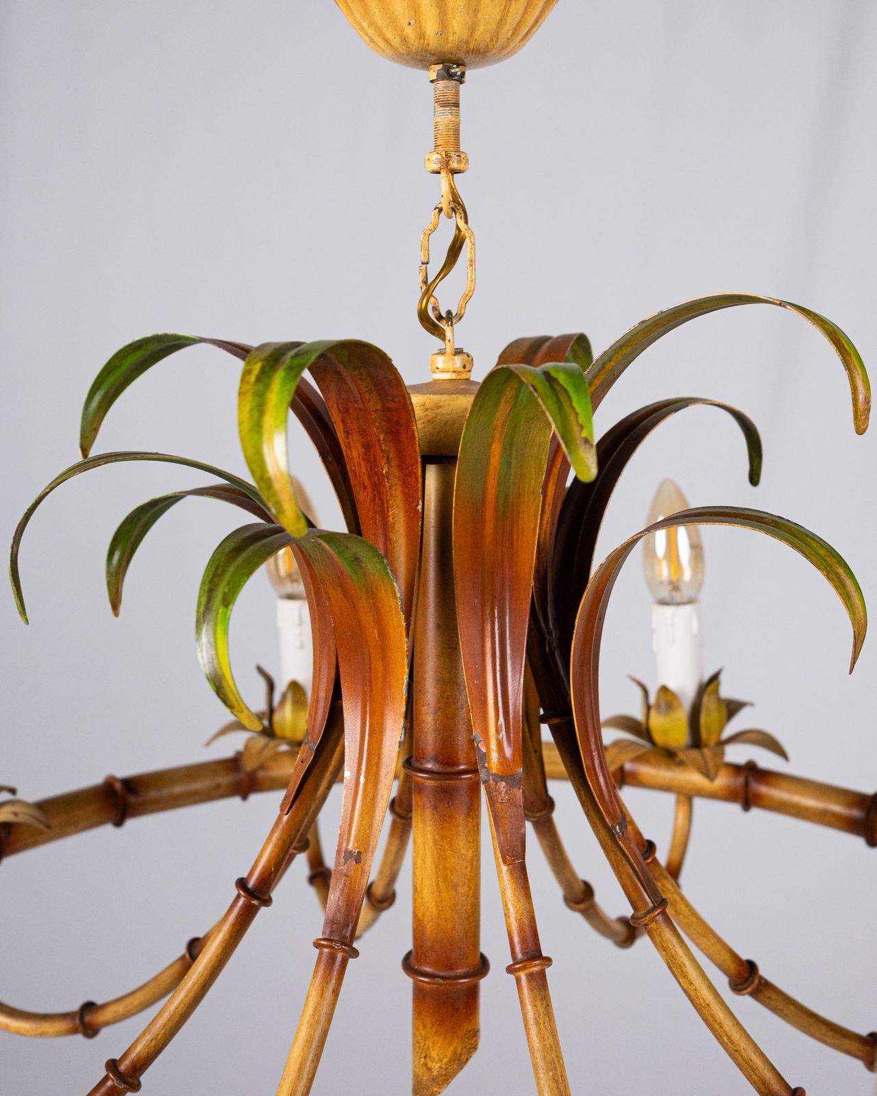 Italian Faux Bamboo Chandelier, Made In Italy, 1960s photo buy