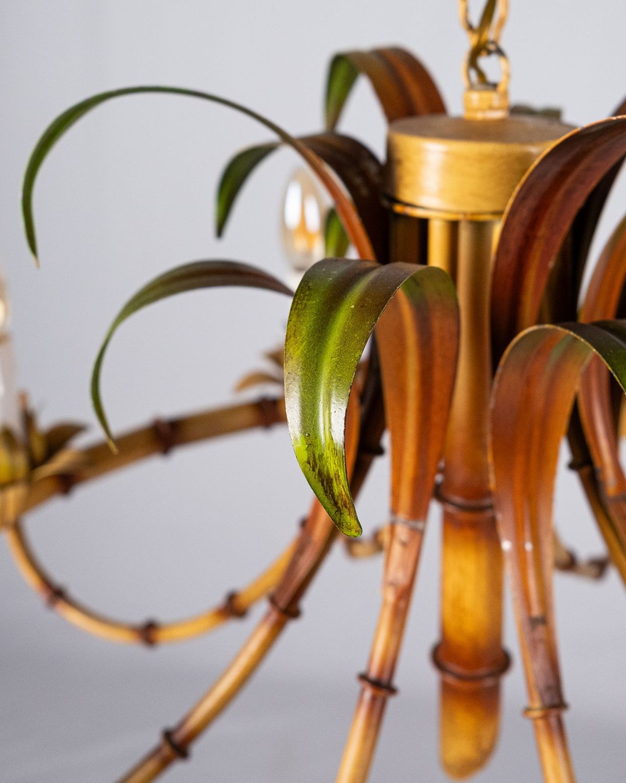 photo furniture Italian Faux Bamboo Chandelier, Made In Italy, 1960s