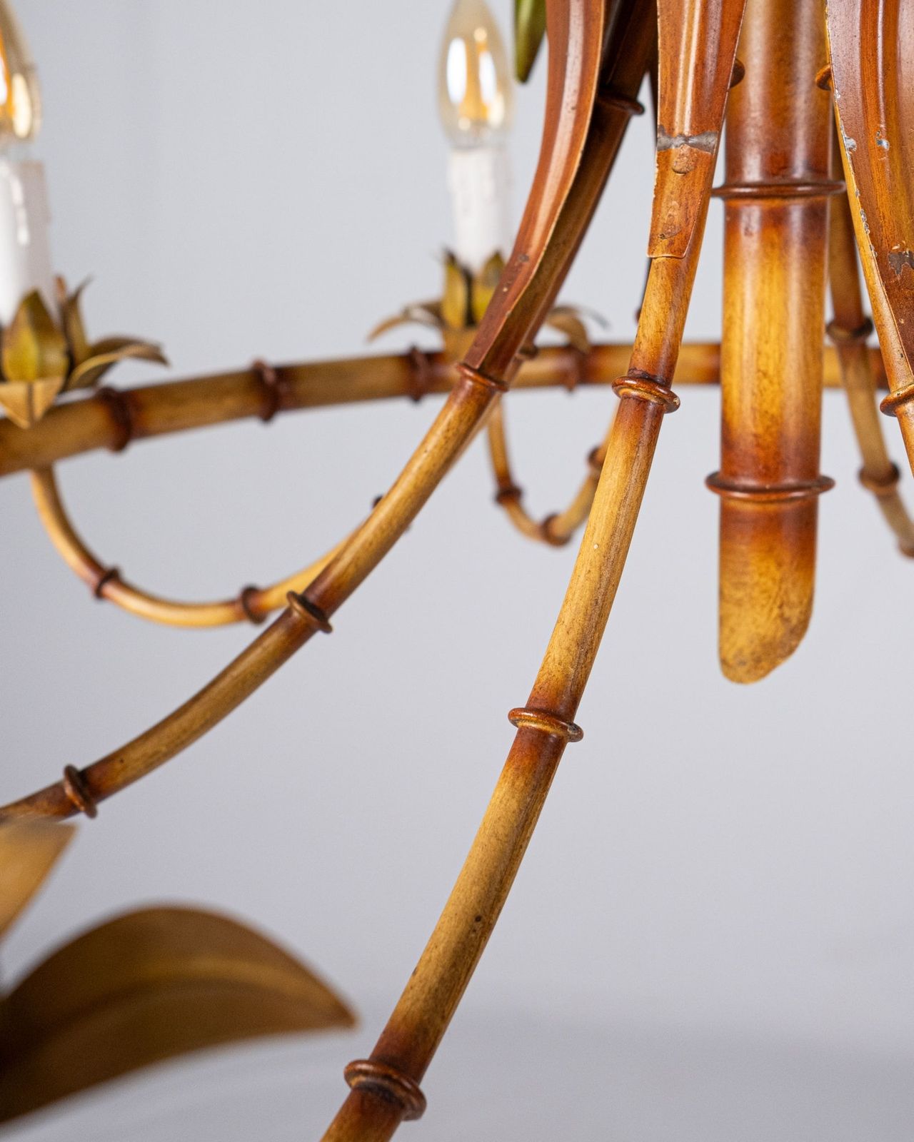 photo for sale Italian Faux Bamboo Chandelier, Made In Italy, 1960s