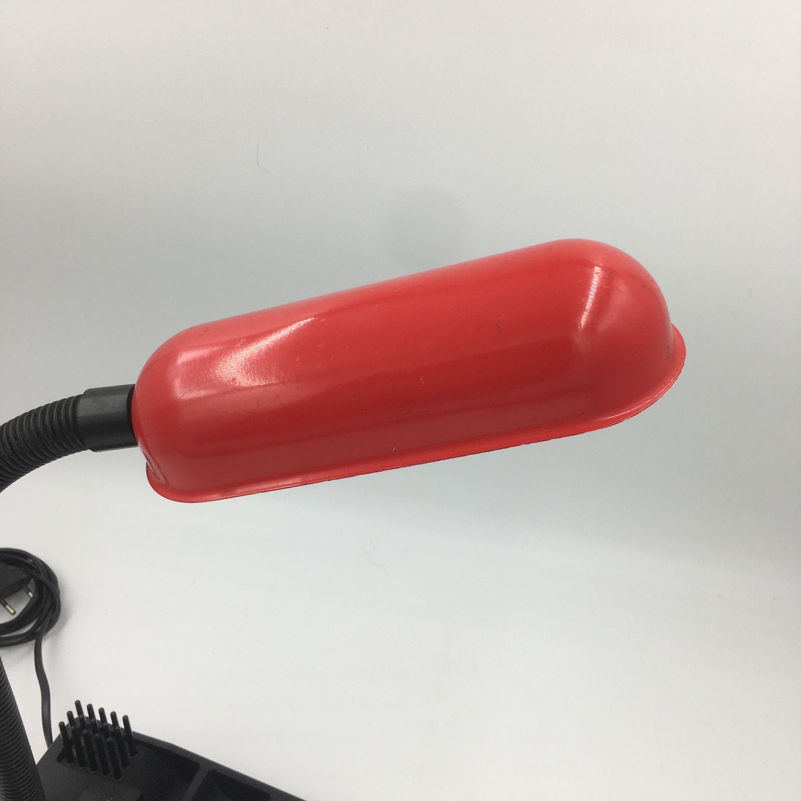 Duo Of Red And Black Flexible Desk Lamps With Pencil Holder photo Lighting
