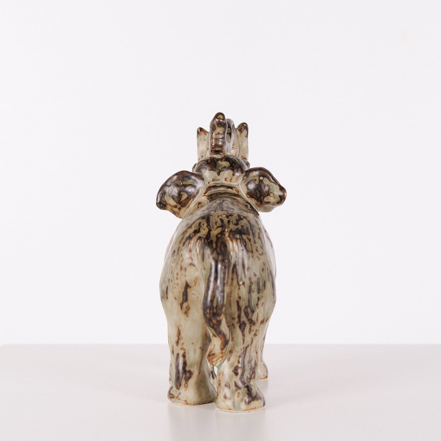Stoneware Figurine – Standing Elephant – Model 21517 – Knud Kyhn – Royal Copenhagen photo for sale
