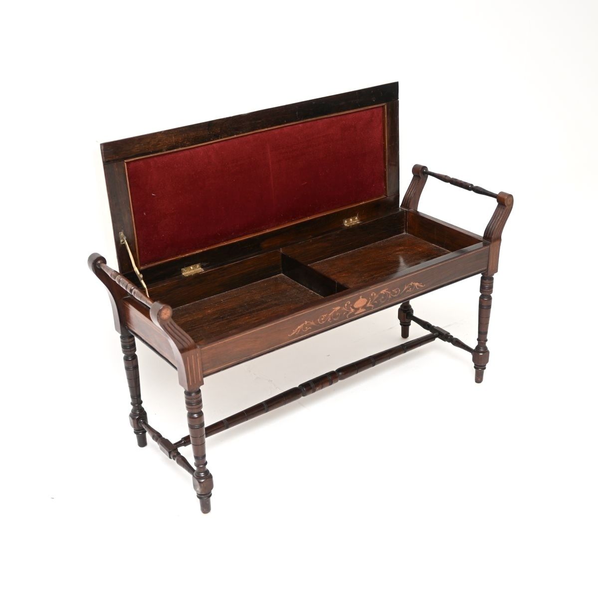 Antique Victorian Inlaid Rosewood Piano Duet Stool photo for sale
