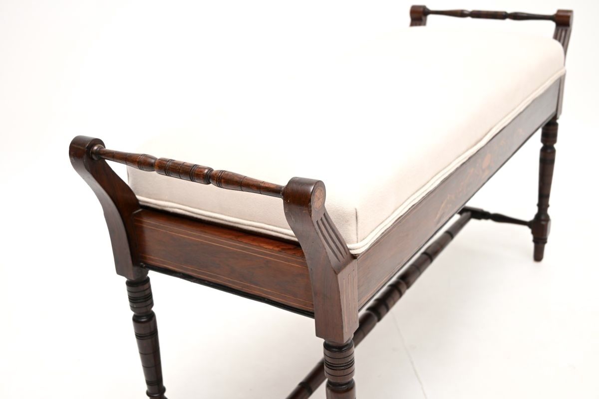 photo for sale Antique Victorian Inlaid Rosewood Piano Duet Stool