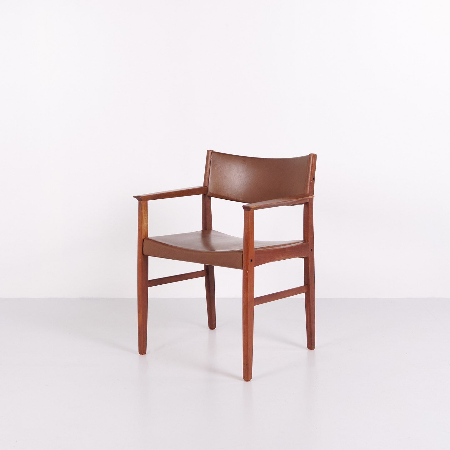 Armchair   Teak Wood   Brown Leather   1960s photo furniture