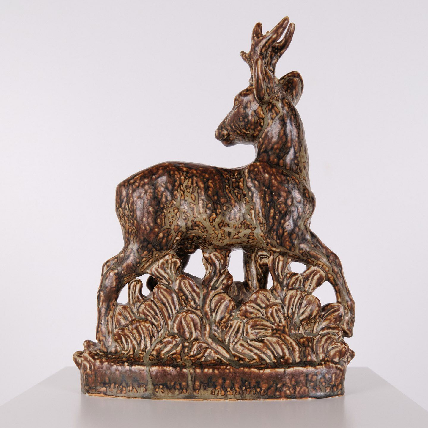 Stoneware Figurine   Designer Knud Kyhn   Royal Copenhagen   Model No. 21333   Motif Standing Deer photo for sale
