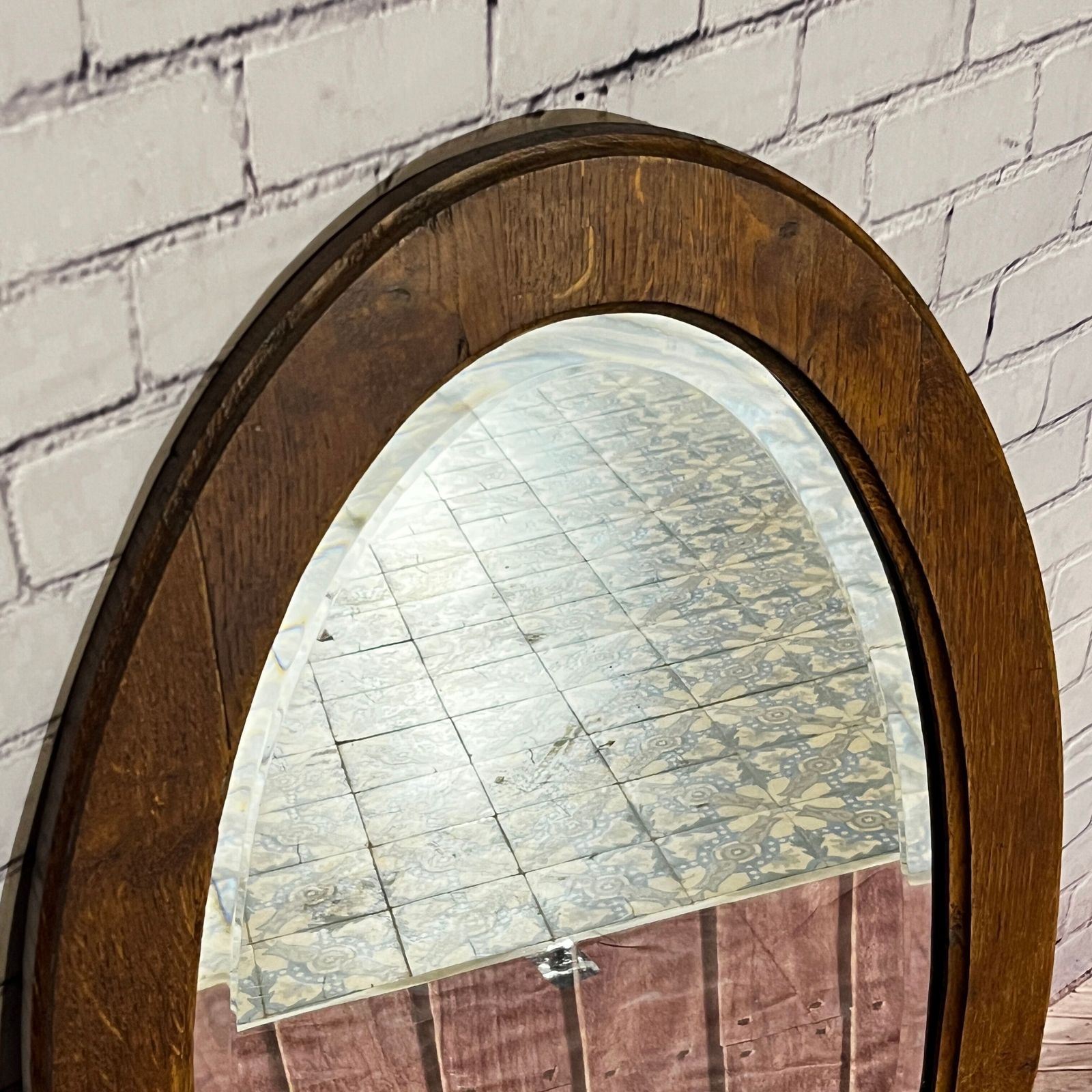 photo furniture Ovale Houten Spiegel Met Geslepen Rand, 93x54 Cm