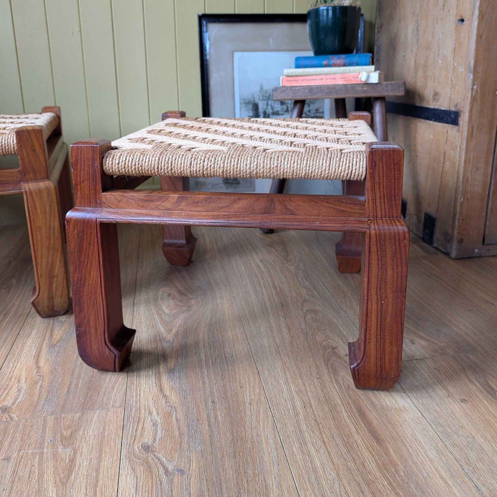 Pair Of Mid Century Woven Foot Stools photo 380.0