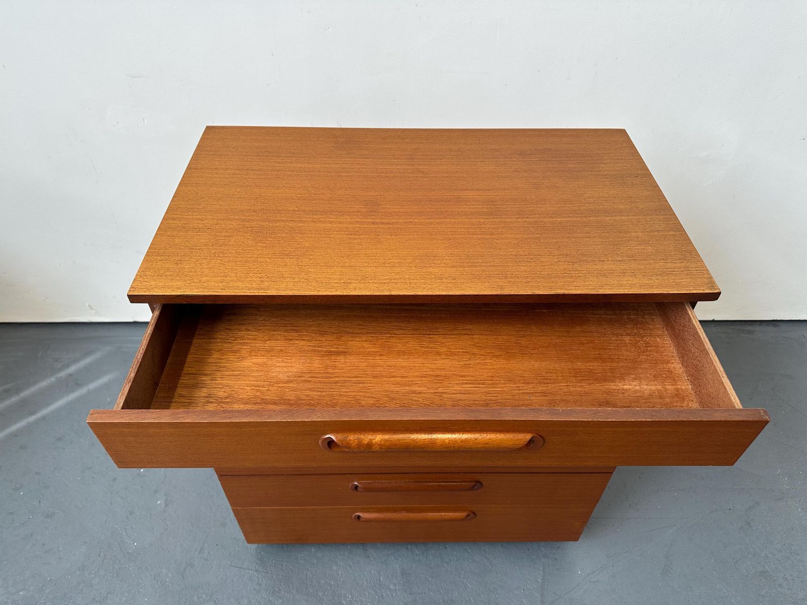 photo for sale Vintage 1960s Teak Chest Of Drawers / Tallboy. Retro Danish Mid Century