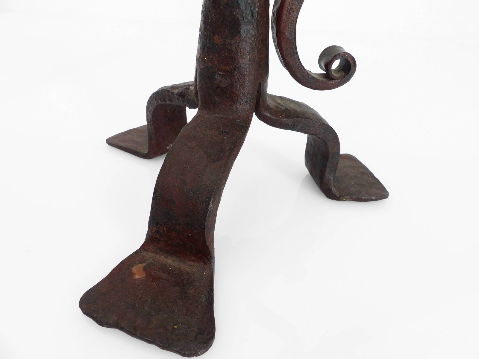 Pair Of Wrought Iron Tripod Candlesticks, Neo Gothic Style, French Work, Early 20th Century photo 400.0
