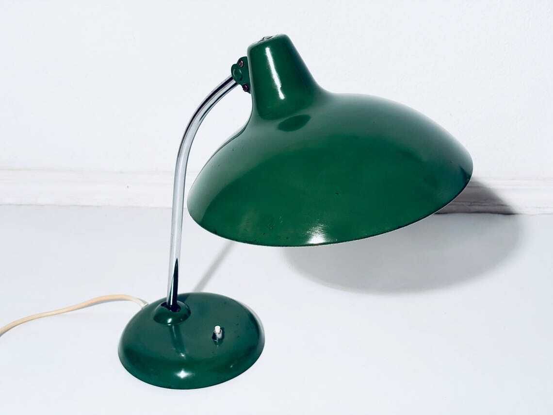 Kaiser Idell Green Desk Lamp Bauhaus  Christian Dell Model 6786 Vintage Decor 1950s photo vinterior