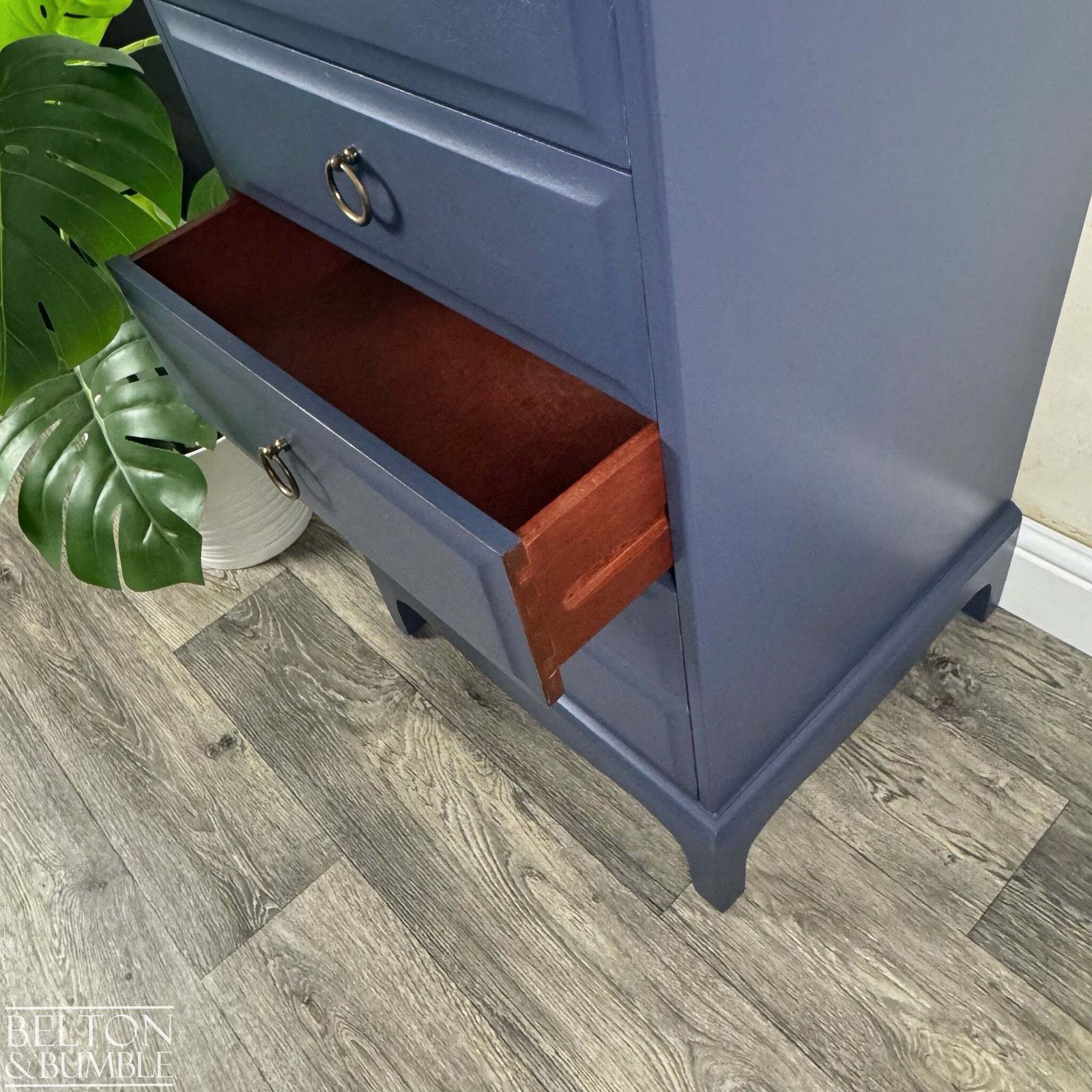 Stag Minstrel Narrow 6 Drawer Tallboy In Navy photo buy