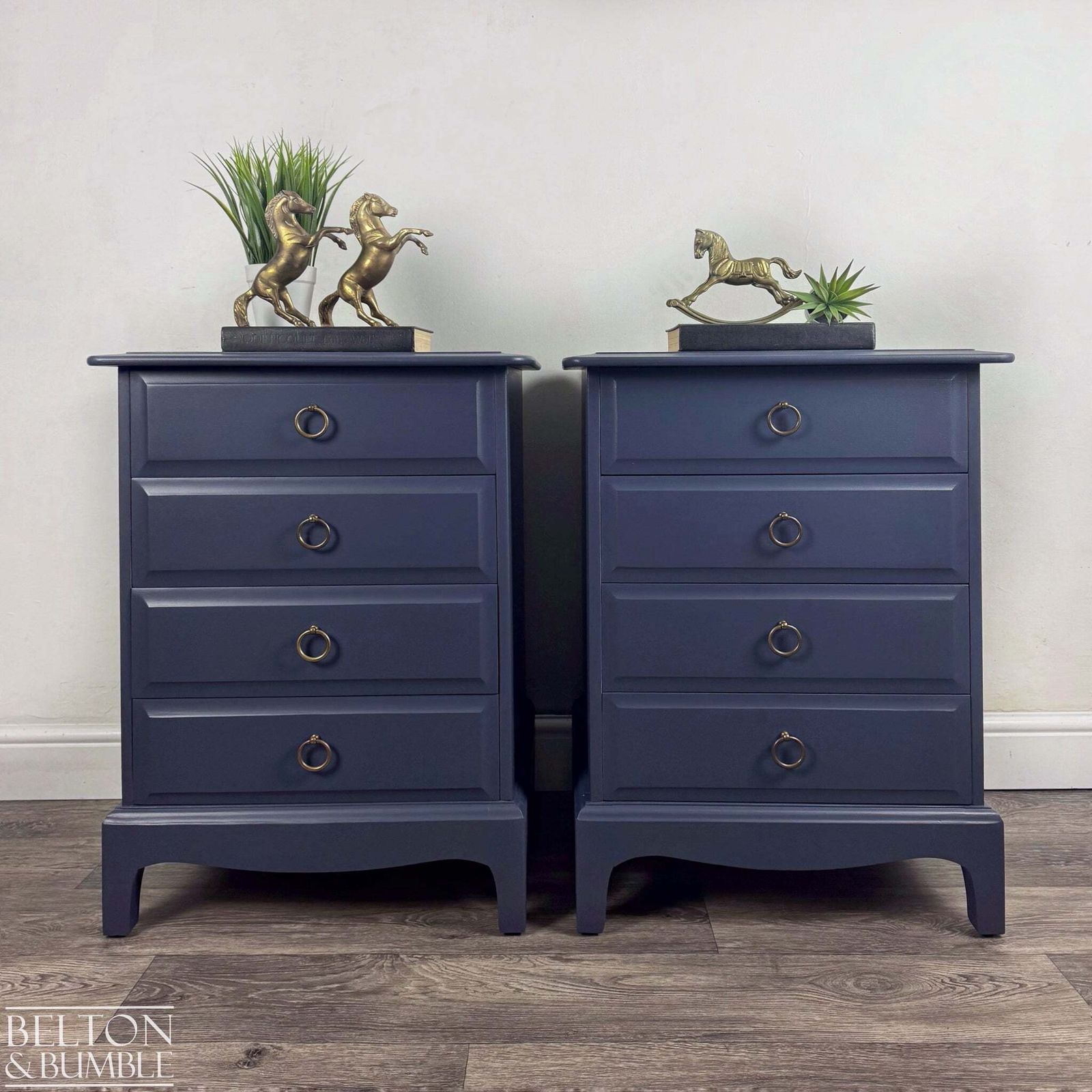 photo furniture Stag Minstrel Narrow 6 Drawer Tallboy In Navy
