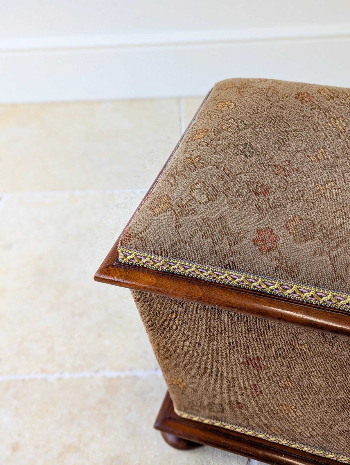 Antique Victorian Mahogany Upholstered Ottoman photo Furniture