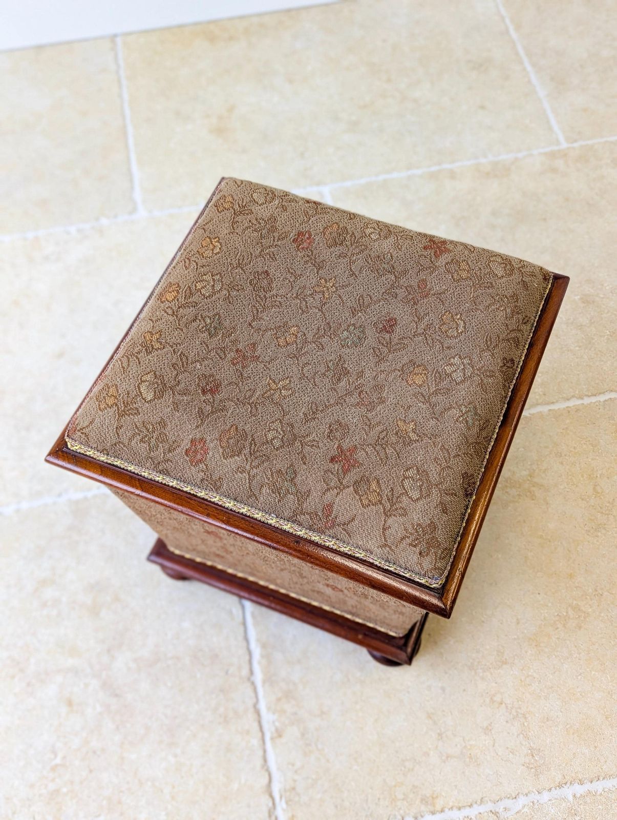 Antique Victorian Mahogany Upholstered Ottoman photo vintage