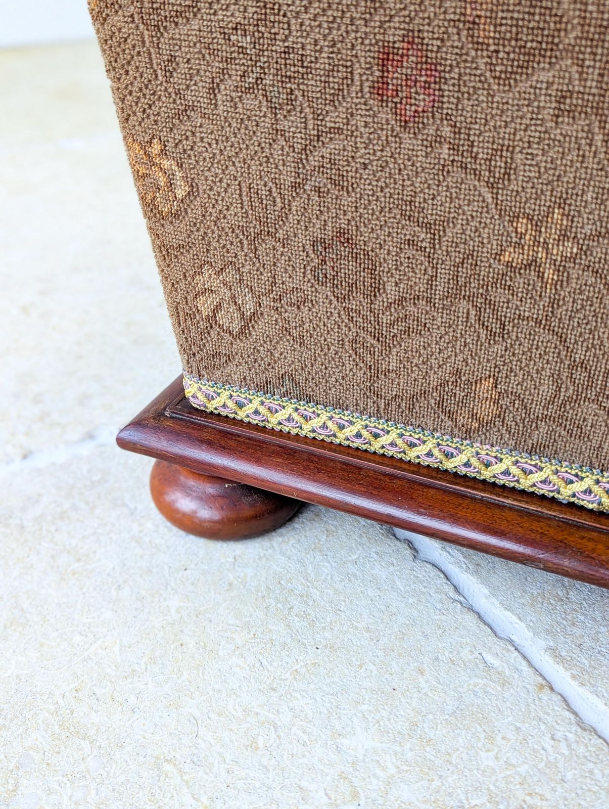 photo buy Antique Victorian Mahogany Upholstered Ottoman