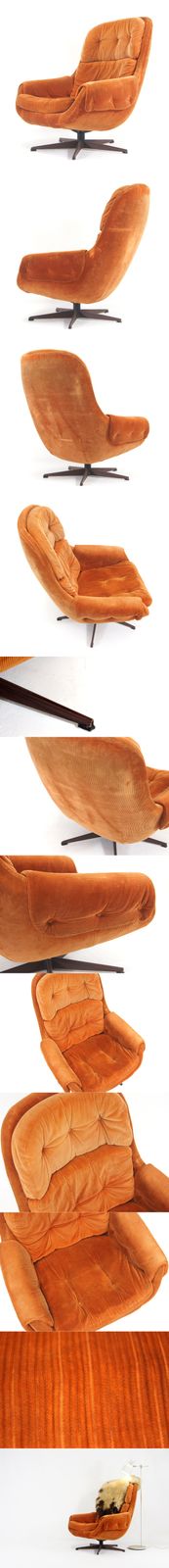 Retro Vintage Danish Swivel Base Lounge Egg Chair Armchair 50s 60s 70s Velour photo furniture