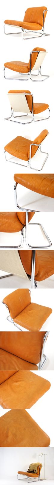 Retro Vintage Danish Leather Lounge Easy Sling Chair Armchair 70s Mid Century photo furniture