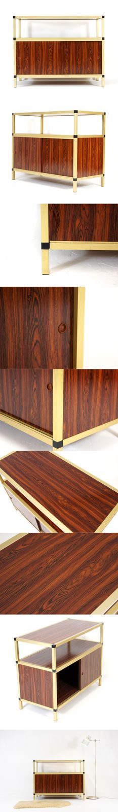 Retro Vintage Danish Hifi Stereo Rack Media Tv Stand Cabinet 60s 70s Teak Brass photo furniture