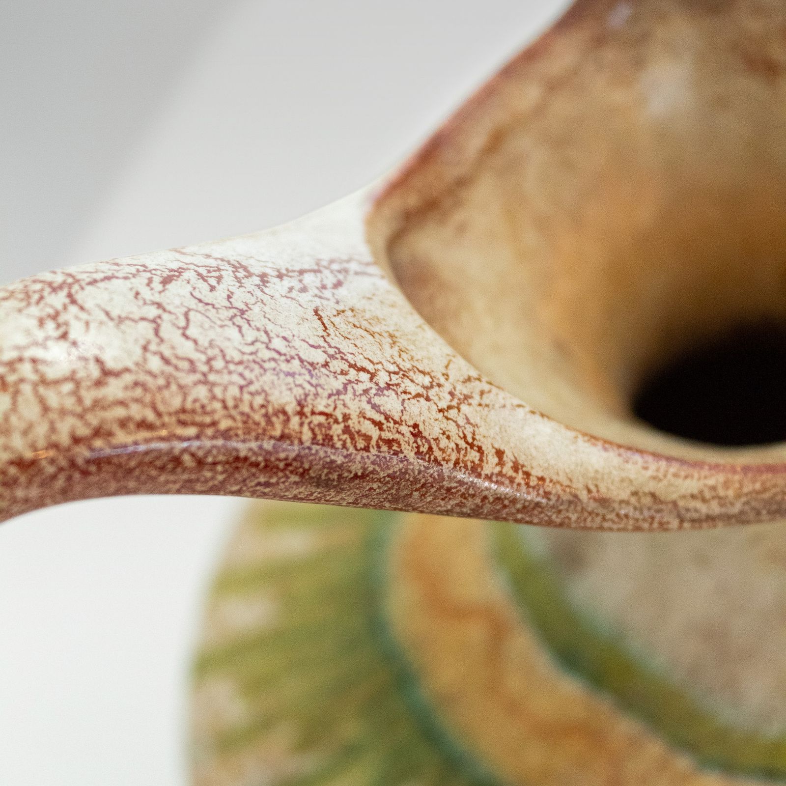 photo for sale 1960s Italian Modern Ceramic Jug, Beige And Green, Bertoncello Manufacturer