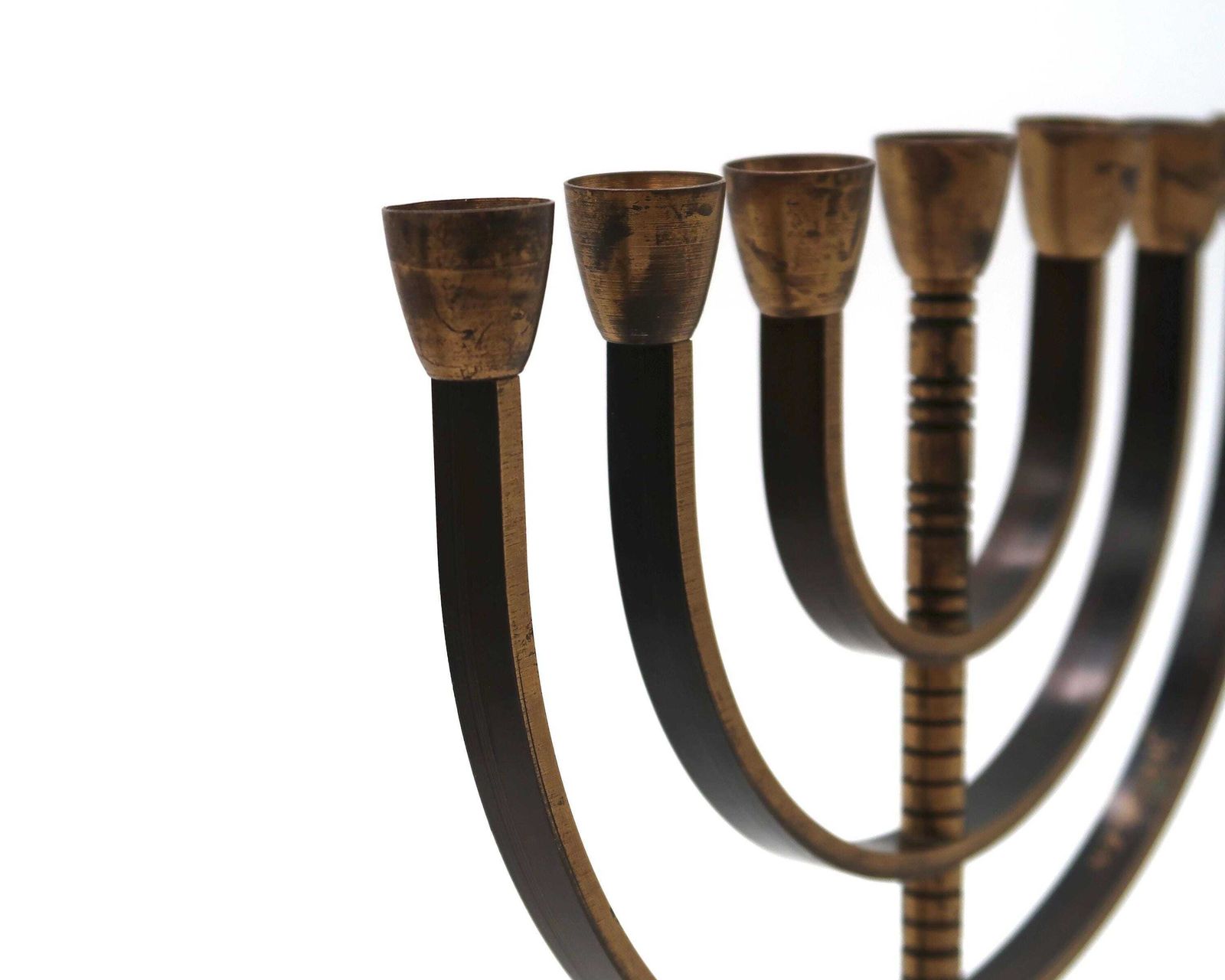 Brass Menorah Candleholder From Jerusalem, 1960s / Israel, Candlestick, Candle Holder, Chandelier, Judaic Judaism, Hanukkah photo buy