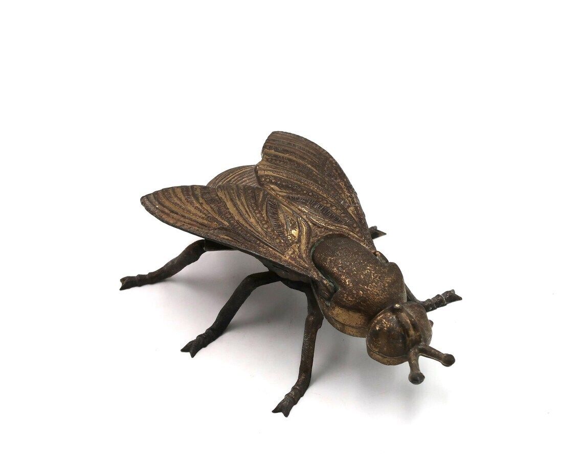 Franse Vliegenasbak Jaren 1950 / Sculptuur Dier Insect Woondecoratie Kabinet Der Curiositeiten Sieradendoos photo furniture