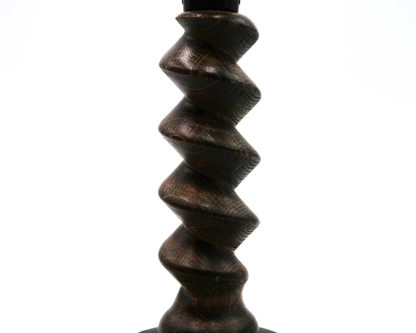 French Wooden Table Lamp By Charles Dudouyt With Raffia Lampshade, 1940s / Column, Brancusi Style, Dark Wood, Cottage, Architecture photo Lighting