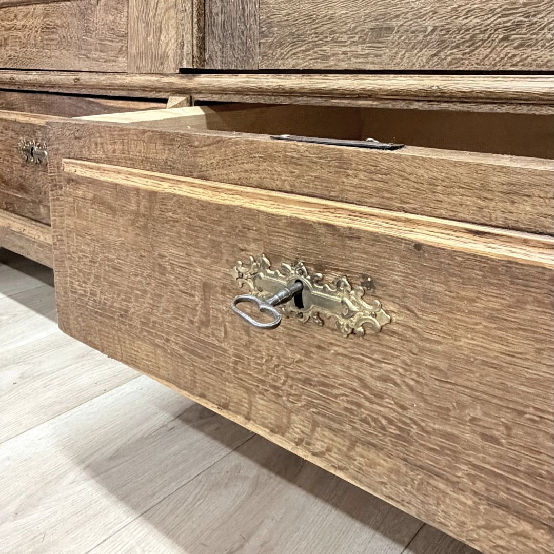 Vintage Solid Oak Wardrobe With Drawers photo buy