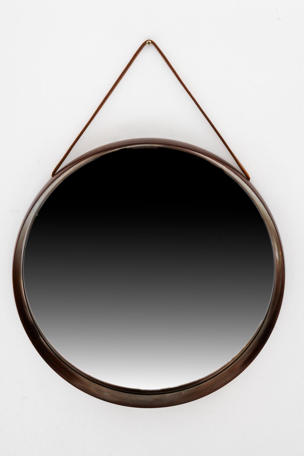 Uno & östen Kristiansson Mirror In Teak And Leather By Luxus In Sweden