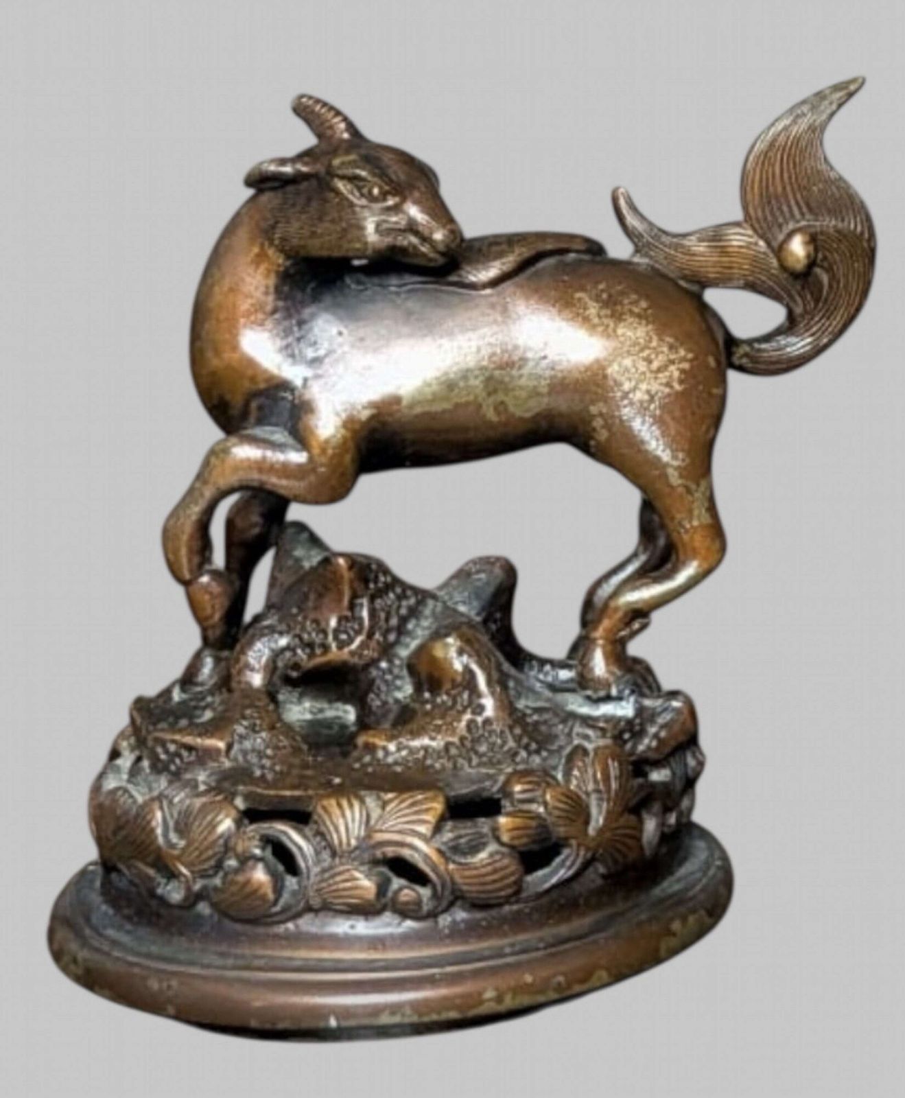 Japanese Bronze Incense Burner (Koro) With Goat Finial photo 845.0