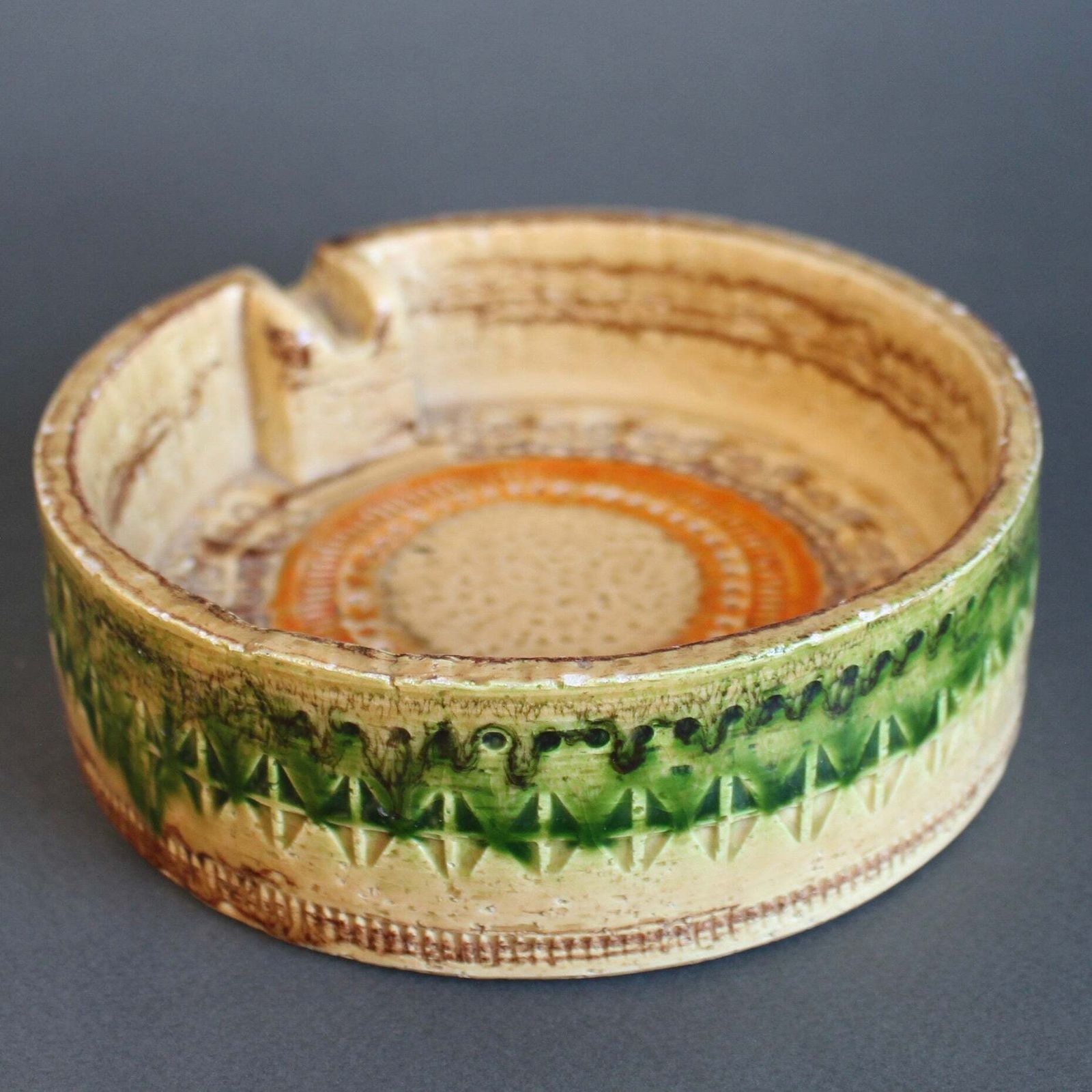 Mid Century Italian 'Sahara' Ceramic Ashtray Or Vide Poche By Aldo Londi For Bitossi (Circa 1960s) photo Home Decor
