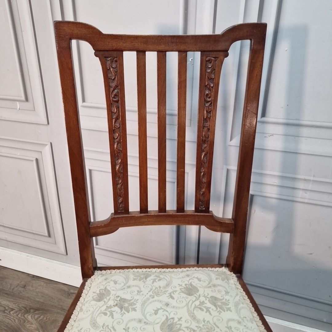 Antique Mahogany Bedroom Chairs Pair Edwardian Dining Hall Seats Wooden photo 130.0