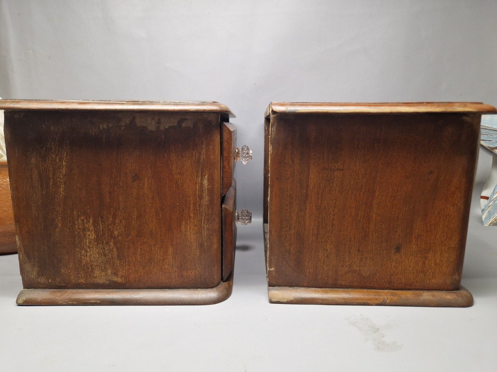 photo for sale Antique Victorian Pair Of Apprentice Drawers Glass Knobs Collectors Table Top