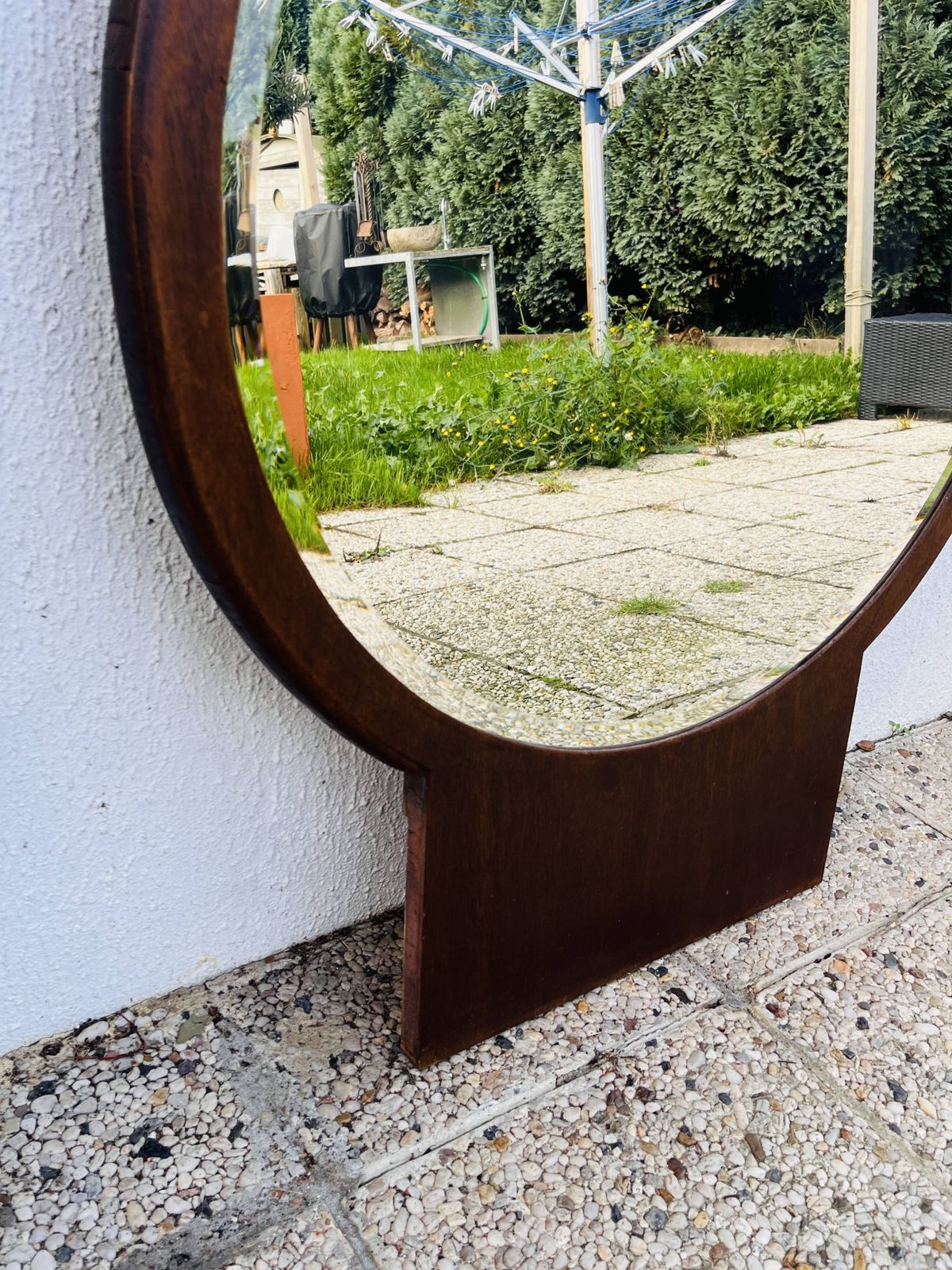Ronde Houten Spiegel Met Geslepen Rand photo 112.0