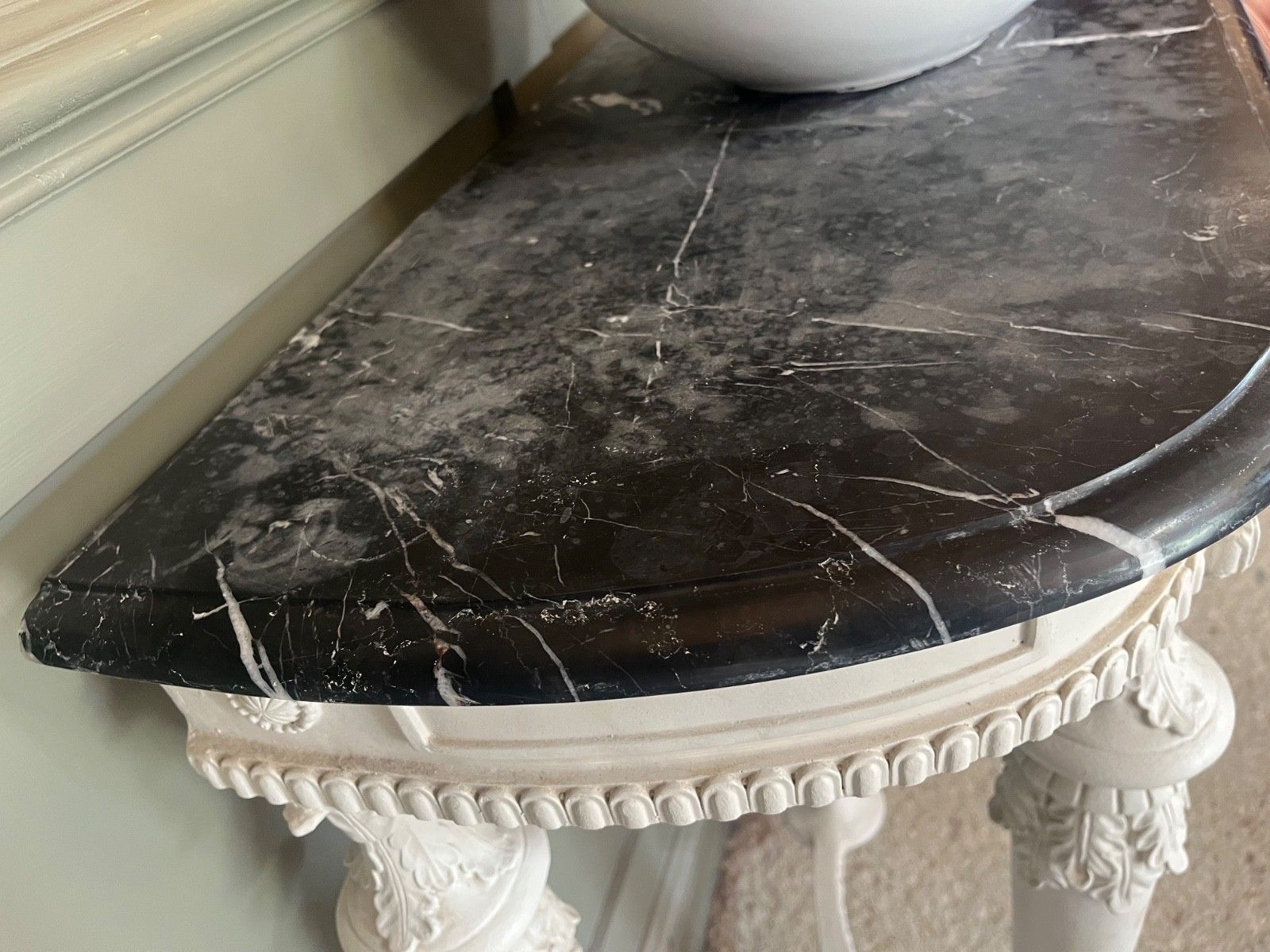 Vintage Table For Wash Basin French Style Carved Marble Top photo Furniture