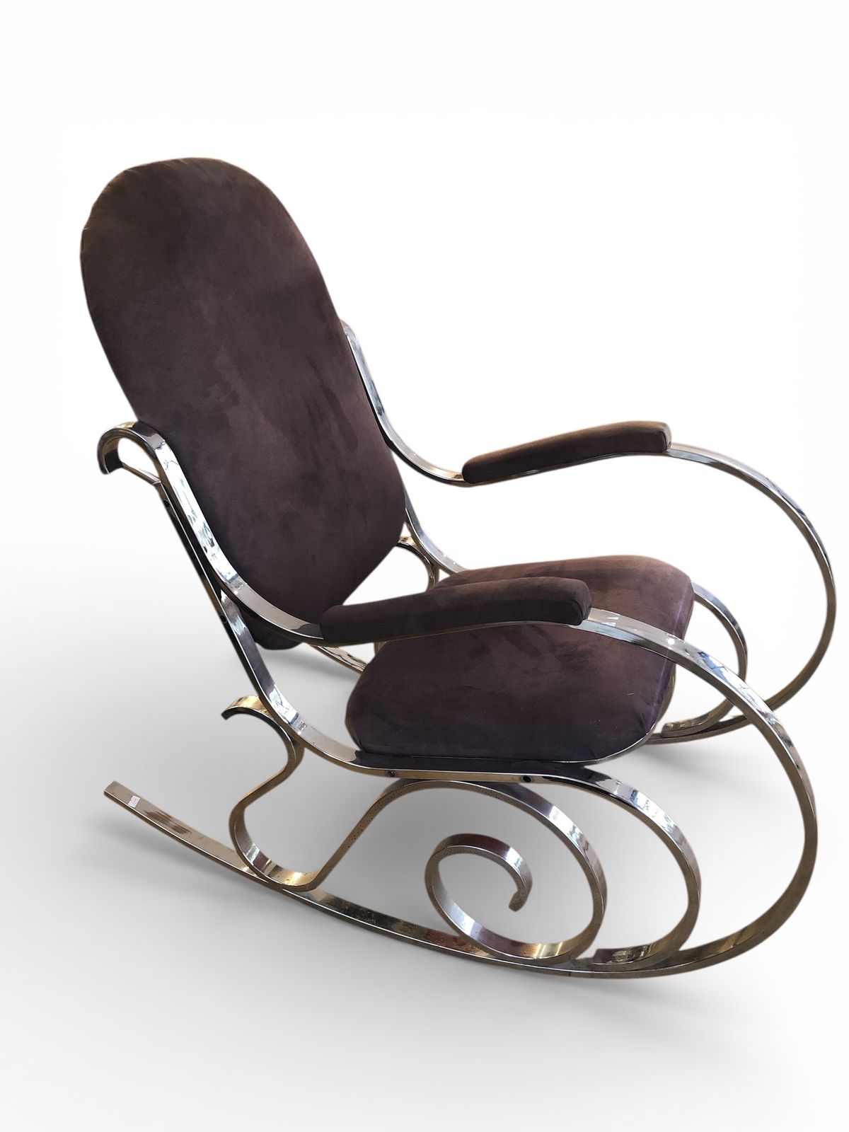 Maison Jansen Rocking Chair In Purple & Chrome photo furniture