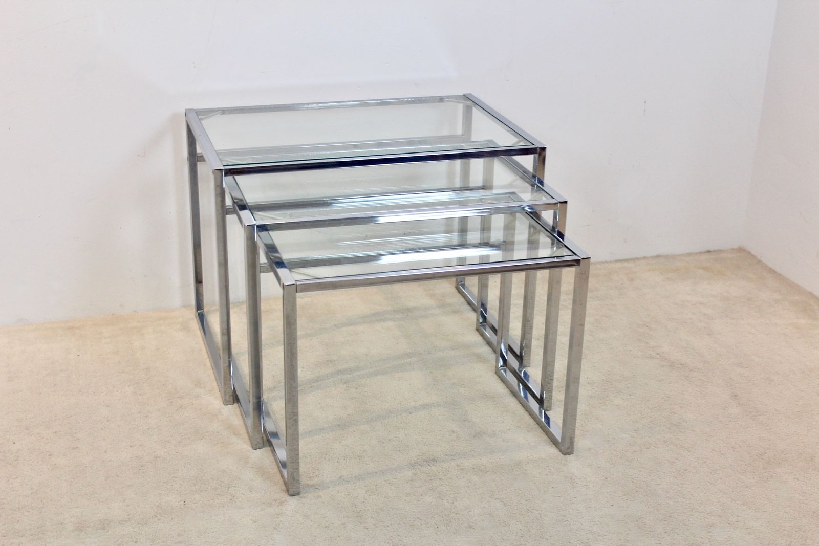 Early Ikea Of Sweden Nesting Tables — Chrome And Glass — Scandinavian Modern, 1960s photo 1262.0