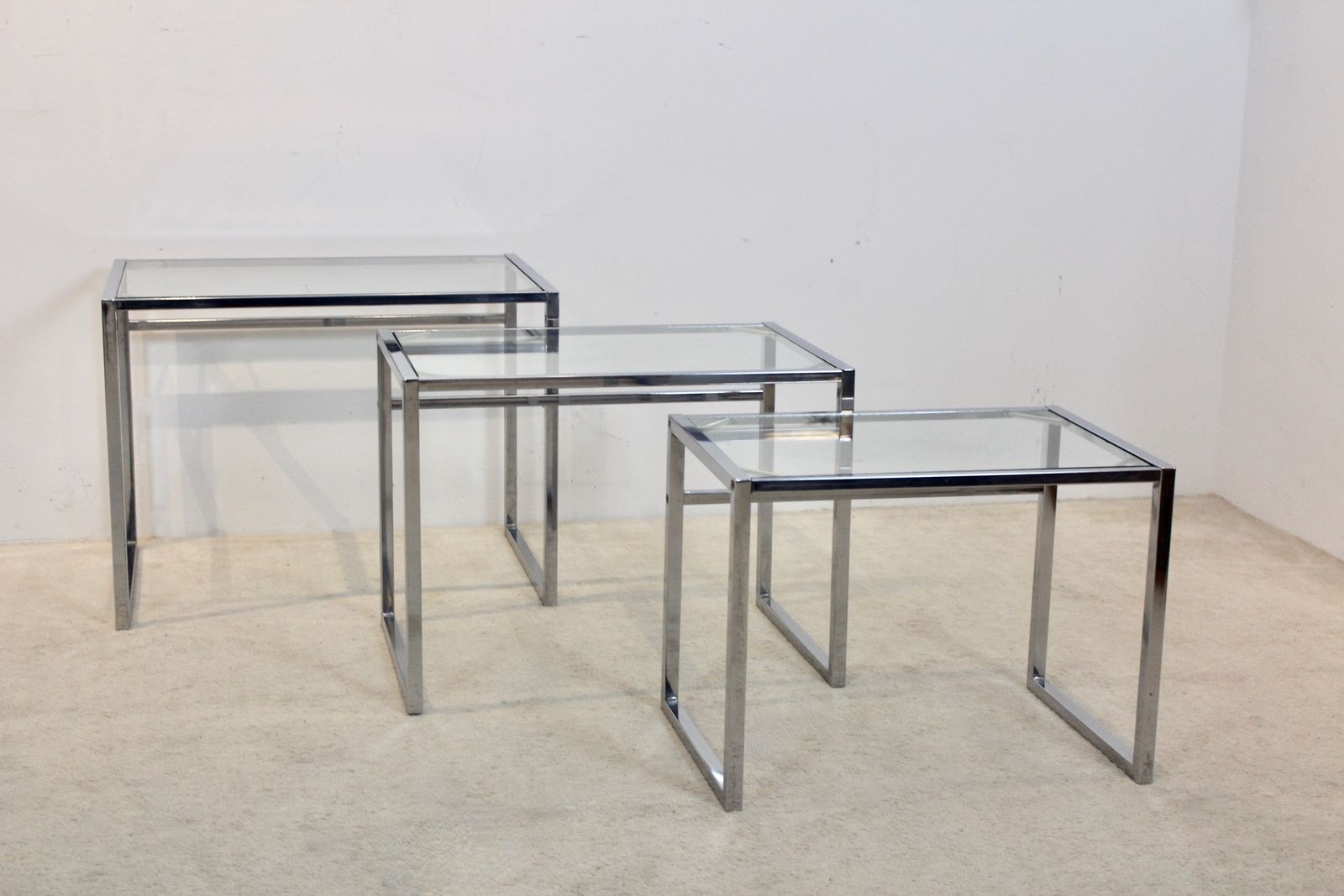 Early Ikea Of Sweden Nesting Tables — Chrome And Glass — Scandinavian Modern, 1960s photo buy
