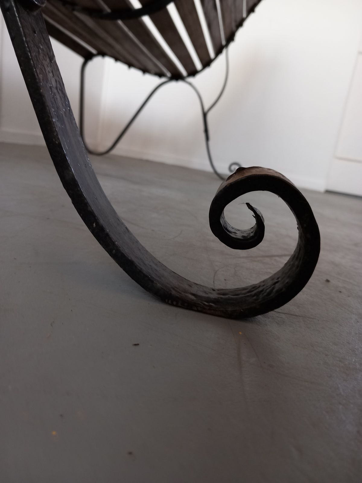 A Wrought Iron Garden Bench, 1900s photo Furniture