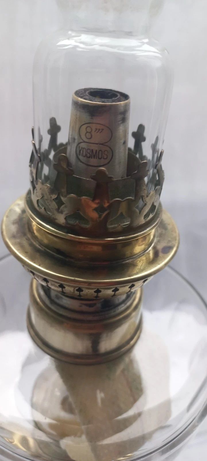 Vintage French Crystal Glass Oil Lamp *Gorgeous* photo for sale