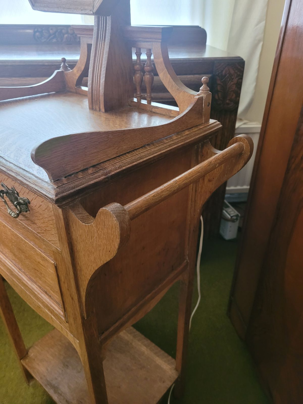 Late 19th Century To Early 20th Century Oak Dressing Stand   Shaving Stand photo vintage