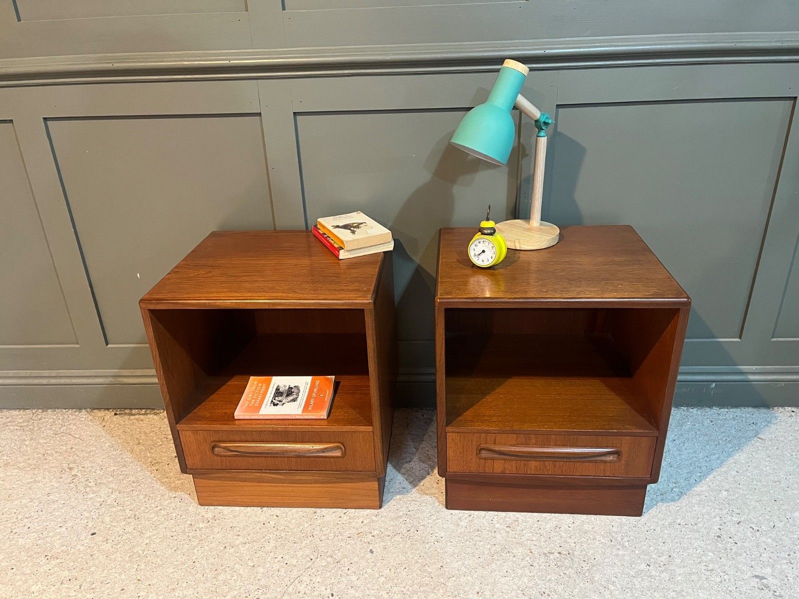 Pair G Plan Teak Bedside Chests Fresco Range 1970’s. Delivery Available.