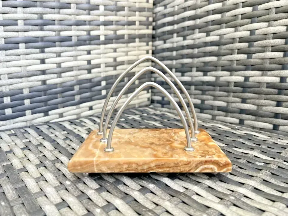 French Art Deco Arched Marble And Metal Desk Letter Envelope Rack Reception Office photo 80.0