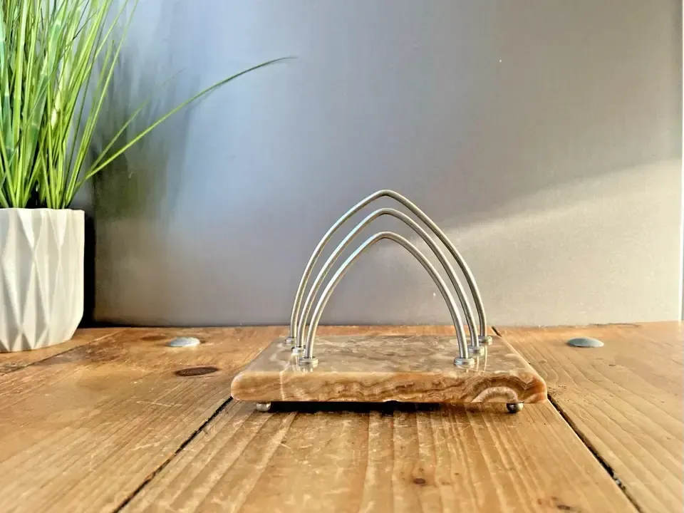 French Art Deco Arched Marble And Metal Desk Letter Envelope Rack Reception Office photo buy